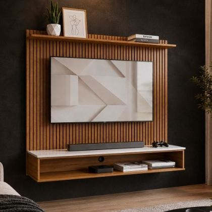 Painel TV 50 Polegadas Siena Ripado Moderno Suspenso Premium - Várias Cores