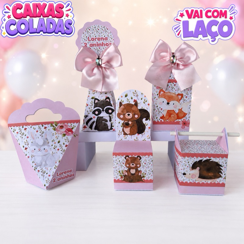 Kit Caixas Bosque Encantado Personalizados/Lembrancinha de Festa/Aniversário/Lembrancinha Festa Infantil