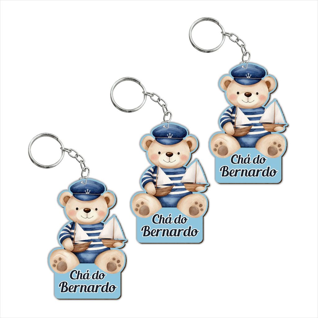 Chaveiro Lembrança Ursinho Marinheiro personalizado em MDF