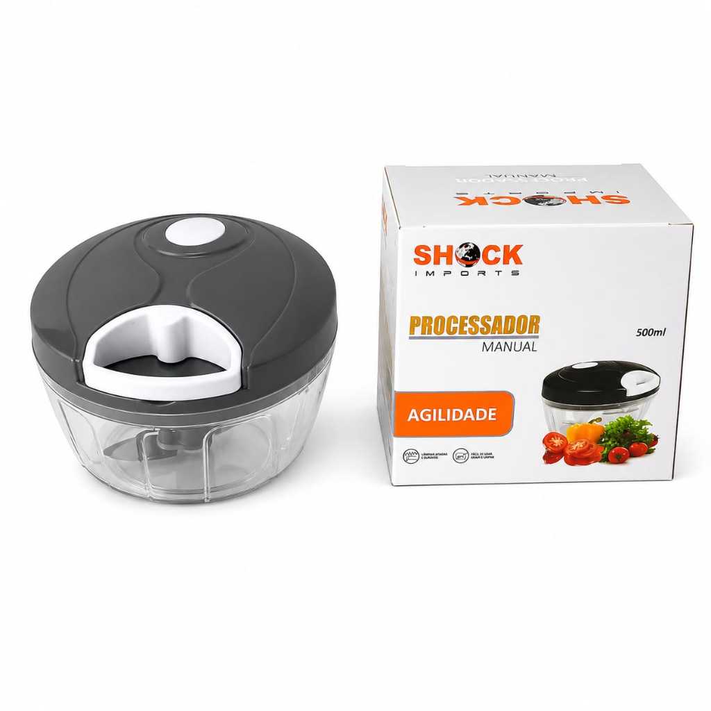 MINI PROCESSADOR TRITURADOR MANUAL DE ALIMENTOS COM CORDA 3 LAMINAS