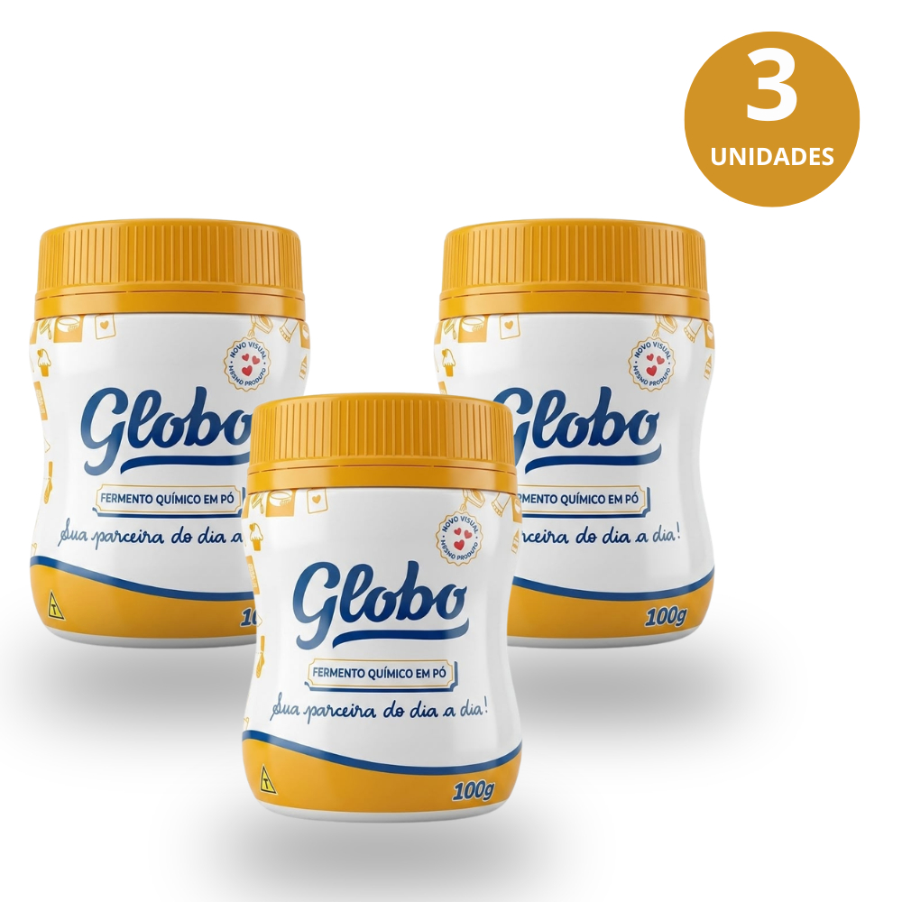 Kit Fermento Químico Em Pó Globo 100g Pote Prático