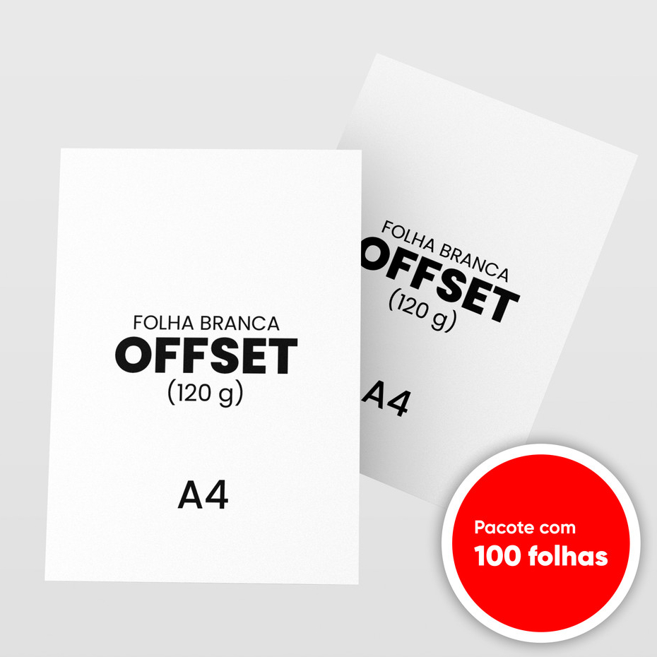 Pacote com 100 folhas Offset 120 gramas para impressão