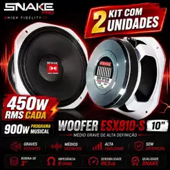 Kit 02 Alto Falantes Snake Medio Grave 10 Polegadas Esx810-S 450w Rms 8 Ohms