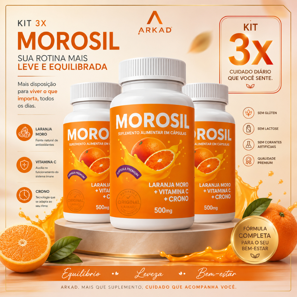 Kit 3 Morosil + Colágeno + Vitamina C - 180 cápsulas  - 100% Natural - Arkad Suplementos