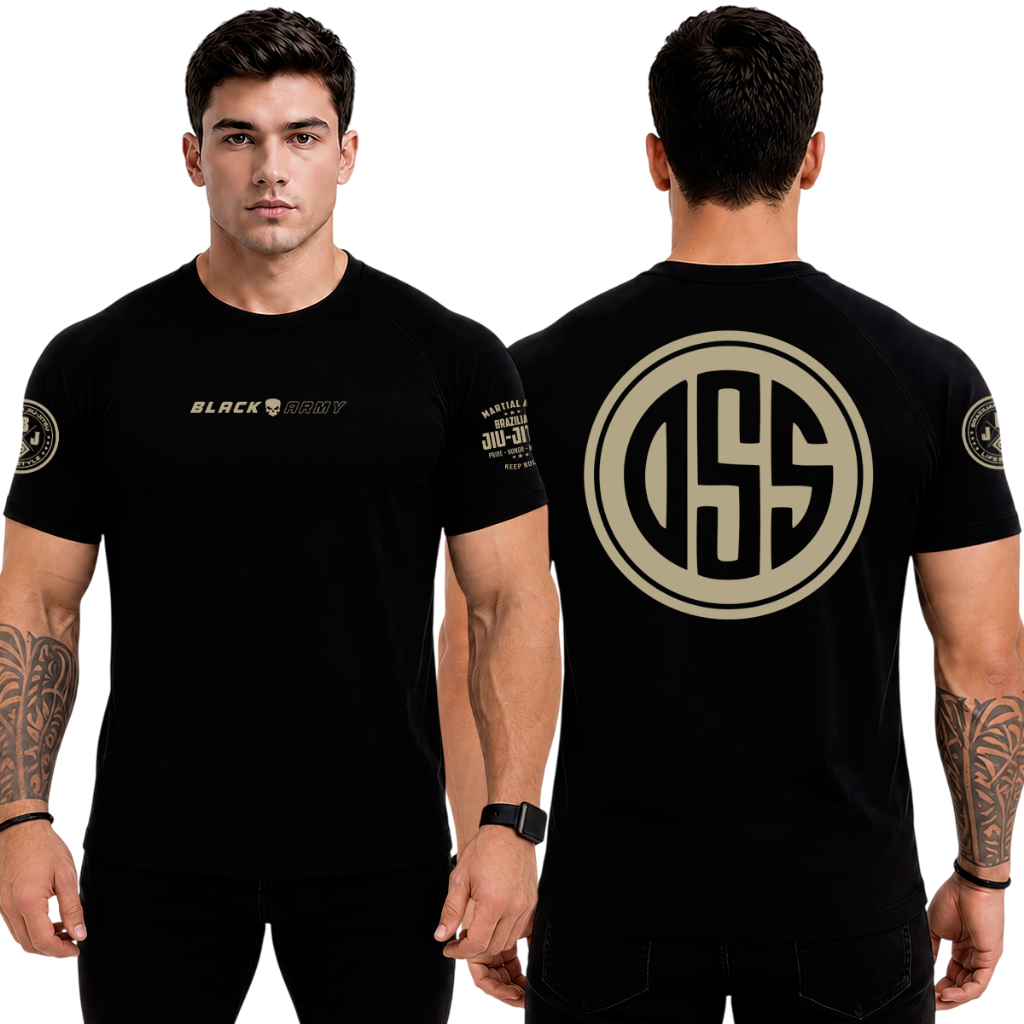 Camiseta Dry Fit Original Masculina Arte Marcial Jiu Jitsu OSS BLACK ARMY