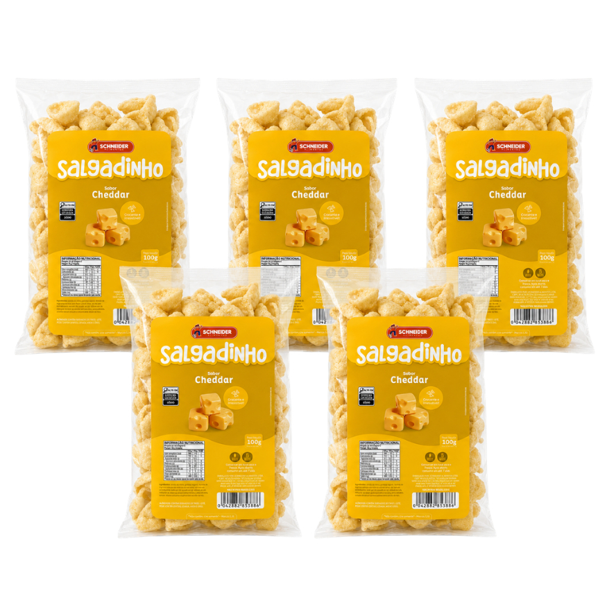 Salgadinho Cheddar Pellet Kit 10 Pacotes de 100g Snack Crocante Schneider