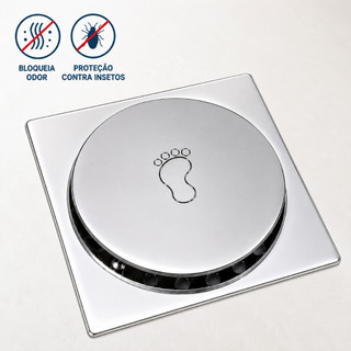 Ralo Click Inteligente Inox 10x10 Banheiro Anti Odor Veda Cheiro Lavabo Cromado Quadrado