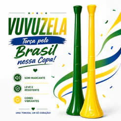 Vuvuzela Brasil Verde E Amarela Cores Vibrantes Leve E Resistente Copa Do Mundo Envio Imediato