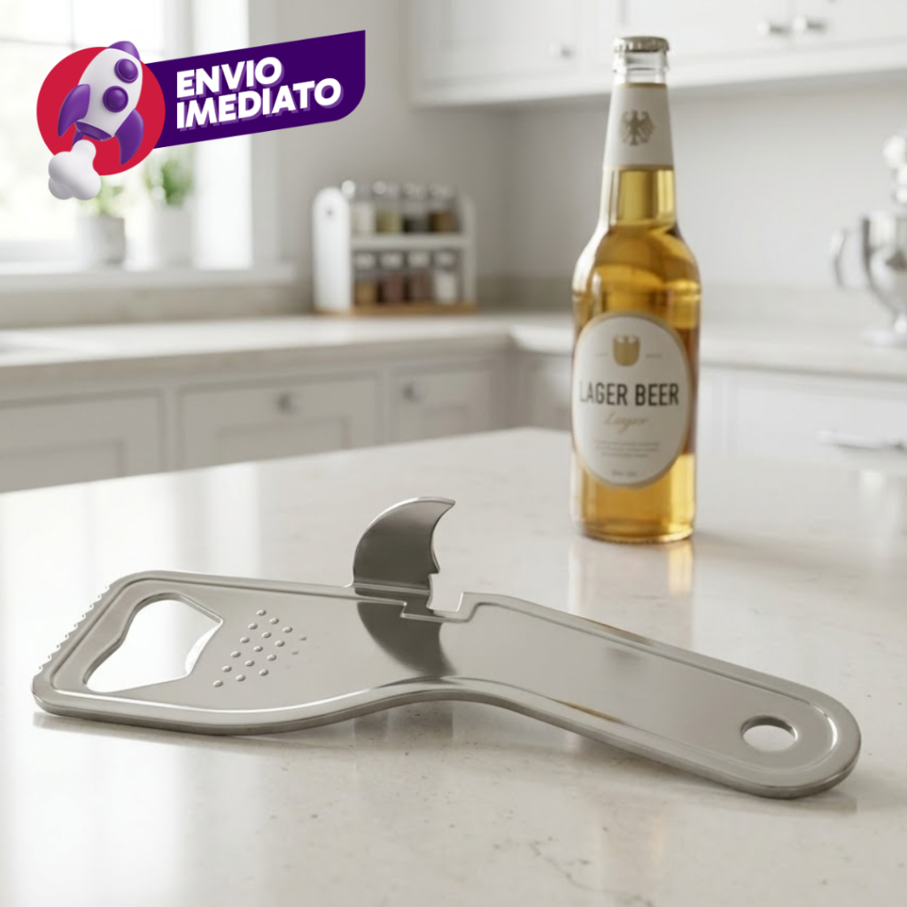 Abridor 2x1 Lata E Garrafa Aço Inox 14,5cm Cozinha Bar Restaurante Lanchonete Festa Buffet