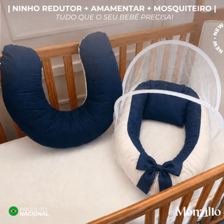 NINHO REDUTOR DE BERÇO | ALMOFADA AMAMENTAÇÃO | MOSQUITEIRO PROTETOR | 400 FIOS | LISO