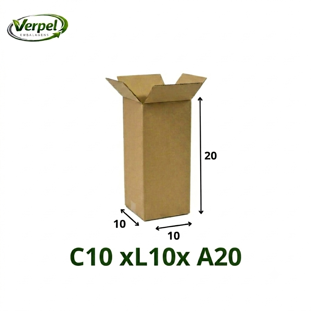 Verpel Embalagens 10 Caixas de Papelão 10x10x20 E-commerce e Cosméticos