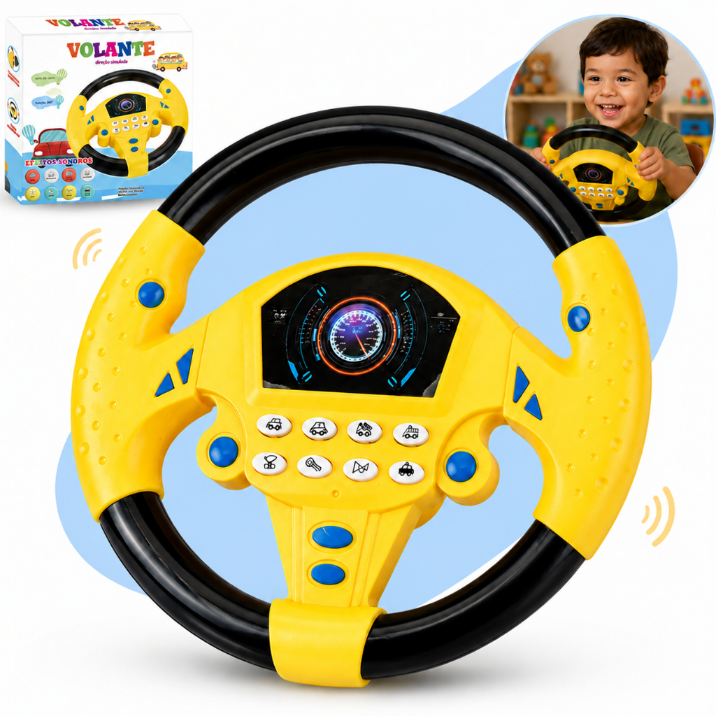 Volante Infantil Carro Brinquedo Interativo Gira 360 Ventosa C/ Som Buzina Educa
