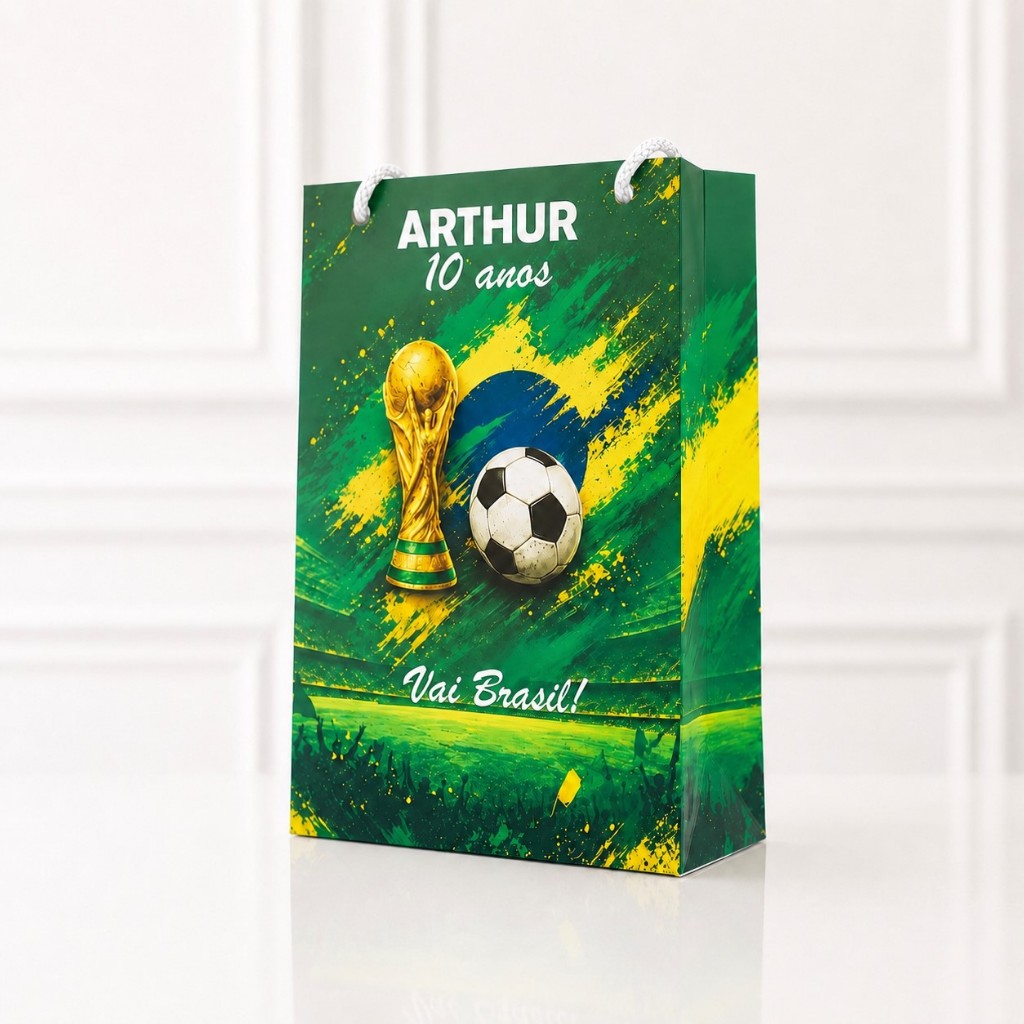 Sacolinha Surpresa Personalizada Lembrancinha COPA DO MUNDO Sacolinha do Brasil tema da Copa do Mundo 2026 PEGUE E MONTE