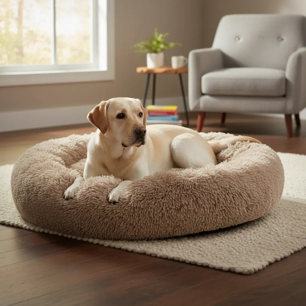 CAMINHA DONUT NUVEM PET CAMA PELÚCIA REDONDA PREMIUM P/ CÃES E GATOS, ANTIDERRAPANTE CASINHA TOCA
