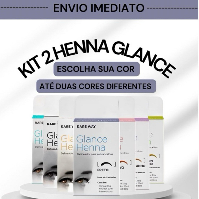Kit de 2 Henna Sobrancelha Glance Rare Way Todas As Cores 3,5 g