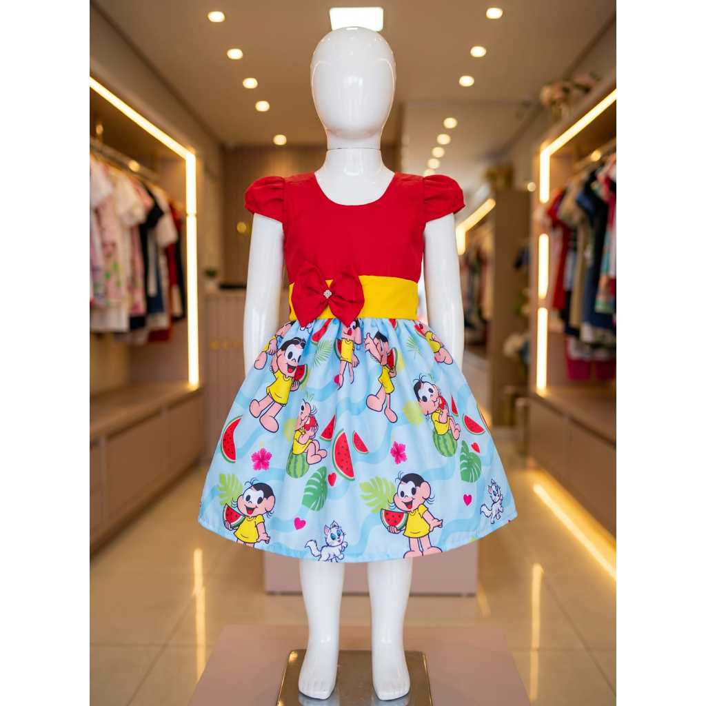 Vestido Infantil Temático Simples Magali Vermelho RF02 (nf)