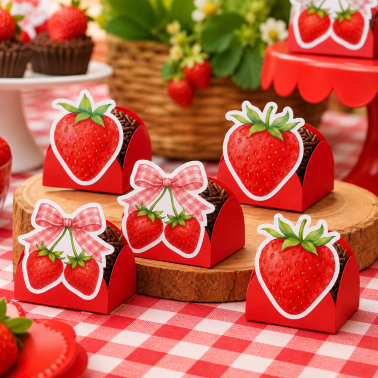 50 Forminhas para Doces + 50 Apliques Morango Moranguinho – Decoração Festa