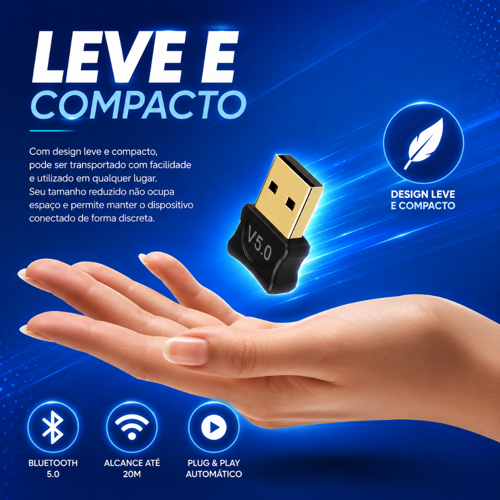 Adaptador USB Bluetooth 5.0 Wireless Para Computador Notebook