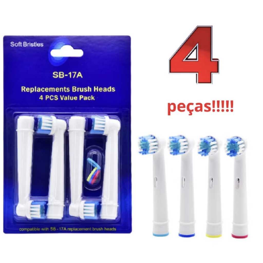 Refil Para Escova De Dentes Elétrica Compatível Com a Oral B Braun - Contém 4 Unidades - A Mais Vendida