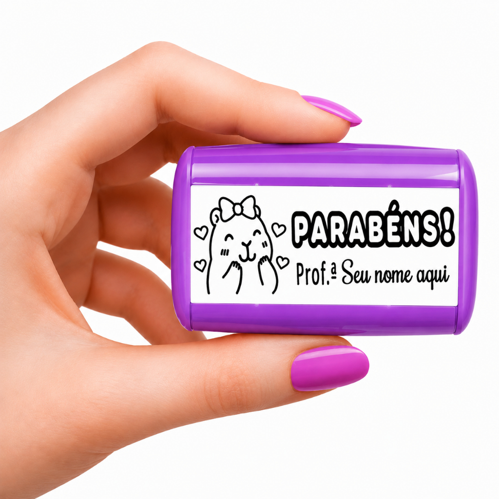 CARIMBO PERSONALIZADO PARA PROFESSORES PARABÉNS CAPIVARA