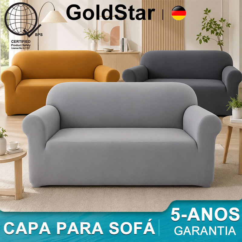 GoldStar Capa De Sofá Elástica Cinza Claro Protetor Lavável Antiderrapante Para Sala 1/2/3 Lugares