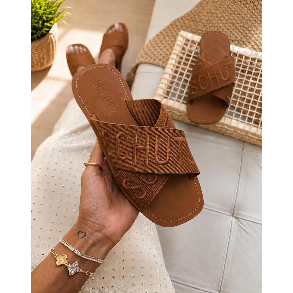 Sandália Feminina Rasteira Rasteirinha Flat X Bordado Confortável Estilosa Casual Moda Verão 400
