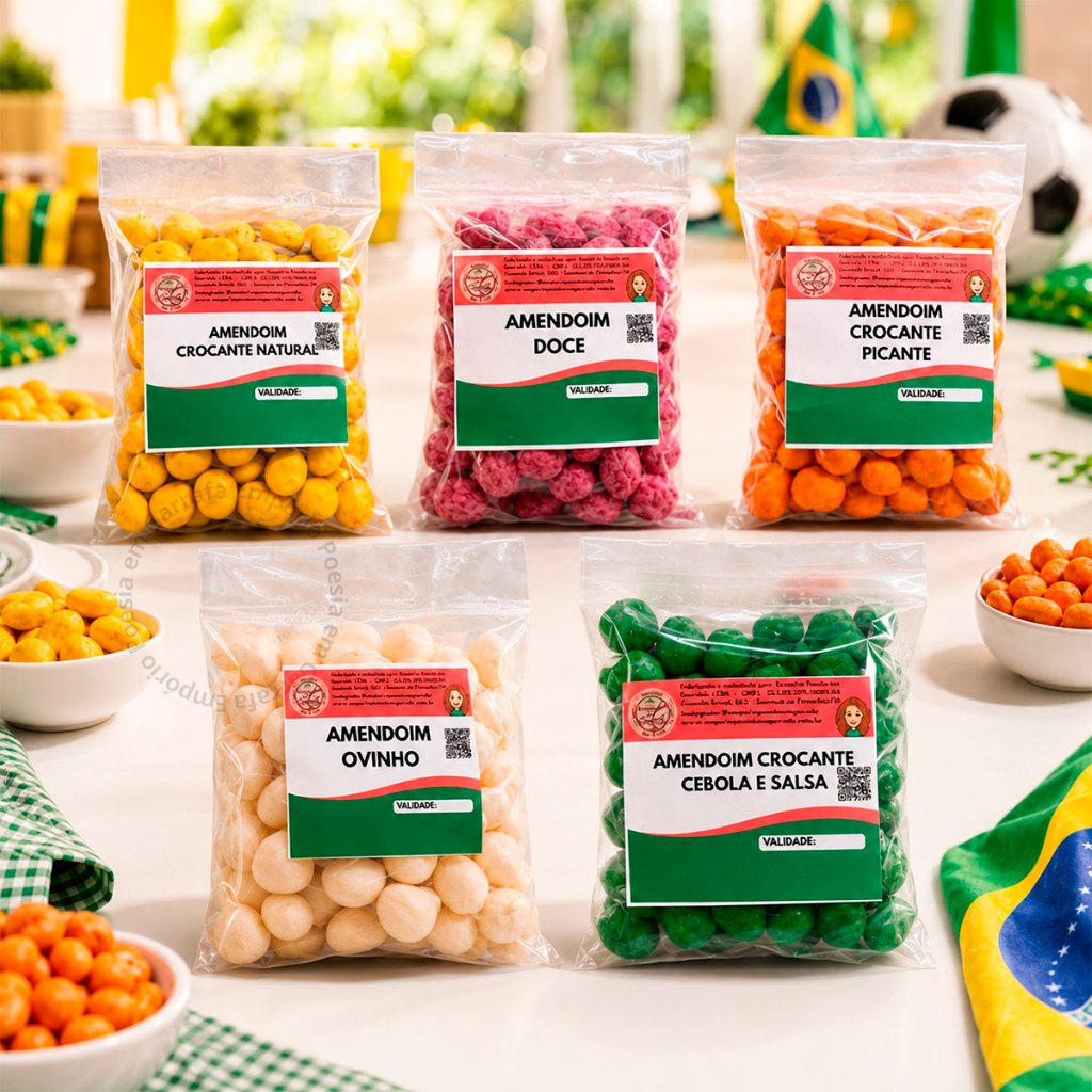 Mix Petiscos Amendoim Copa Do Mundo  Crocantes Saborosos Petiscos Pimenta Cebola e Salsa Ovinho 500g 1.250g