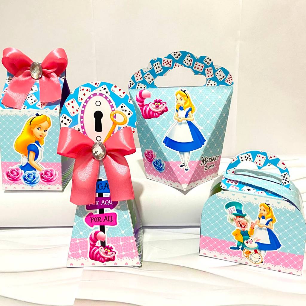 Kit Festa Alice no País das Maravilhas Caixinhas Personalizadas Lembrancinhas Festa Infantil Aniversário