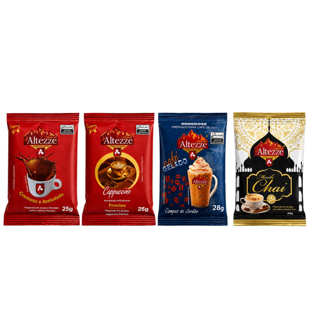 Monodose Altezze Cappuccino, Chocolate quente, Masala chai, Café gelado 1 unidade sabor variado