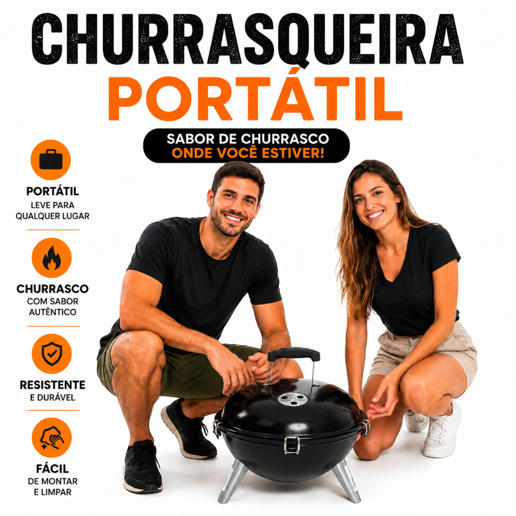 Churrasqueira a Bafo Portátil a Carvão em Aço Alfa Nomad - O Churrasco que cabe em qualquer lugar!