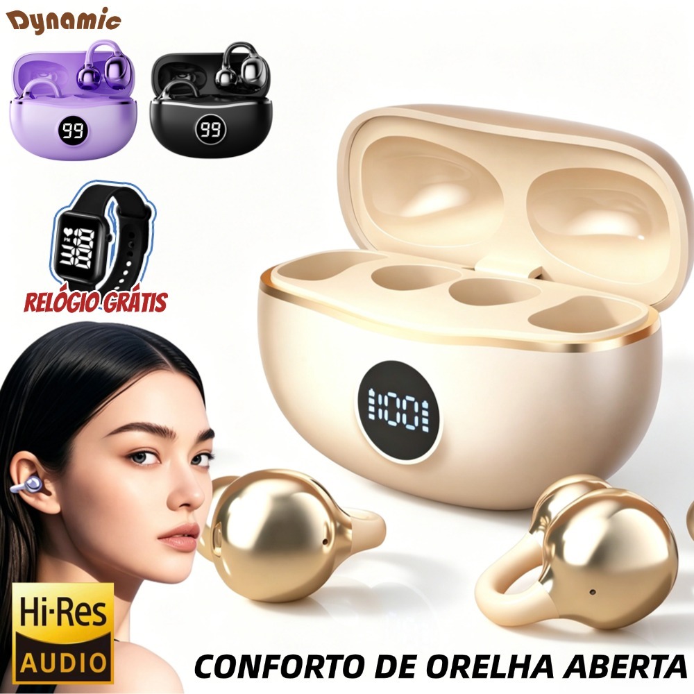 Fones De Ouvido Sem Fio Fone Bluetooth Com Microfone Handsfree Cancelamento Ruído Clipe Música Esportes Jogos Earplug-DY