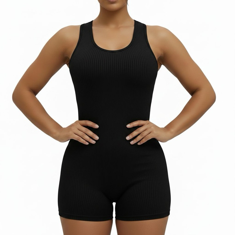 Macaquinho Fitness Feminino Canelado Academia Zero Transparência Modelador Curto