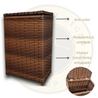 Cesto de Roupa Suja Revestido com Tampa Roupeiro Organizador Bebê banheiro closet lavanderia