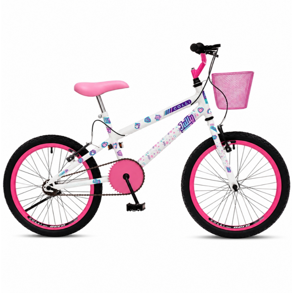 Bicicleta Infantil Jully Aro 20 Com Cesta Cor Branca Colli