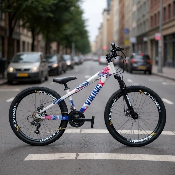 BICICLETA VIKINGX TUFF X-25 ARO 26 FREERIDE GRAU PRATA ROSA AZUL QUADRO 13,5
