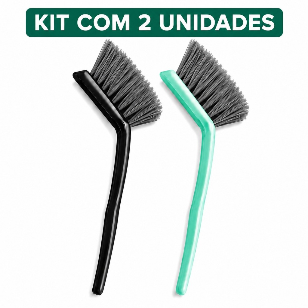 Kit 2 Escovas De Limpeza Multiuso Limpa Trilhos Janela Box Banheiro Rejunte Pia Cozinha