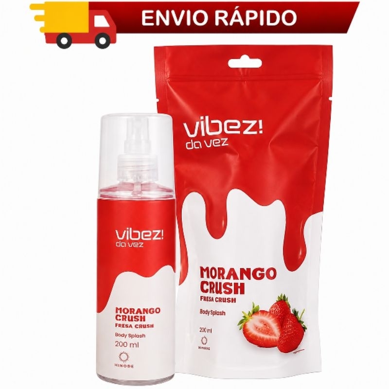 Body Splash Morango Crush Vibez Da Vez 200ml Hinode Feminino Aroma Doce De Morango Perfume Corporal