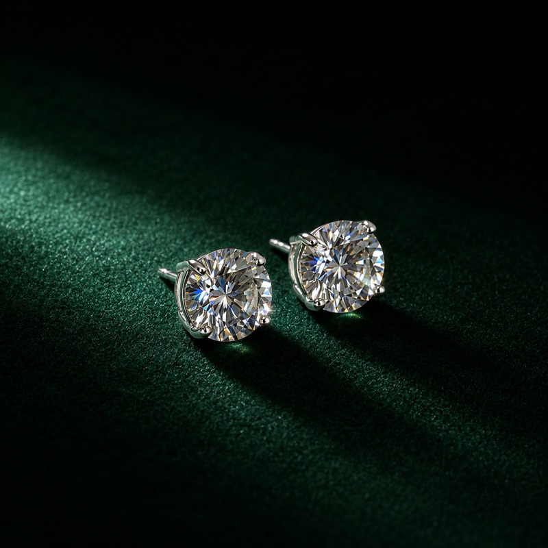 Brinco Prata 925 Moissanite 8mm Luxuoso e Elegante
