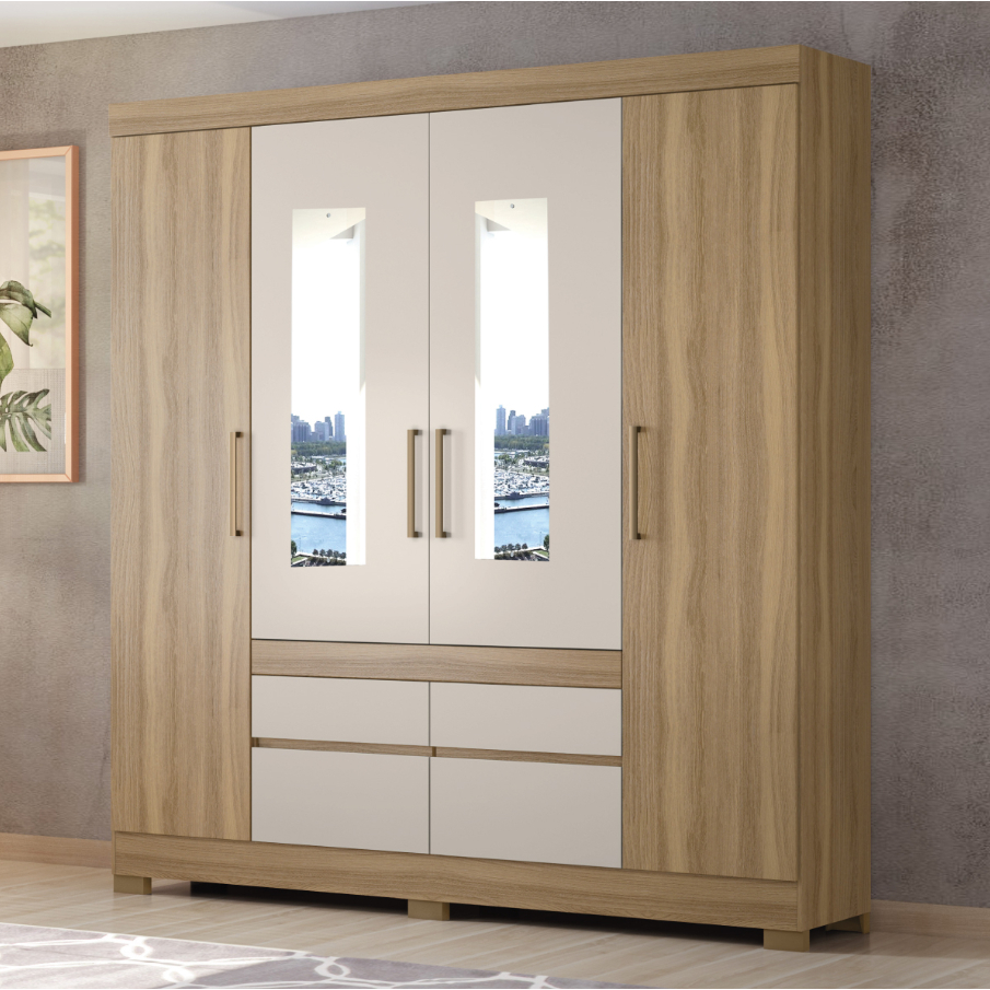 Guarda Roupa Casal Bilbao com Espelhos Demóbile