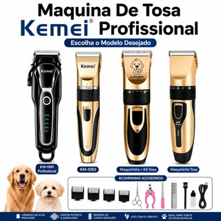 Máquina De Tosa Pet Profissional Kemei KM1053 KM1991 Escolha o Modelo Cães e Gatos
