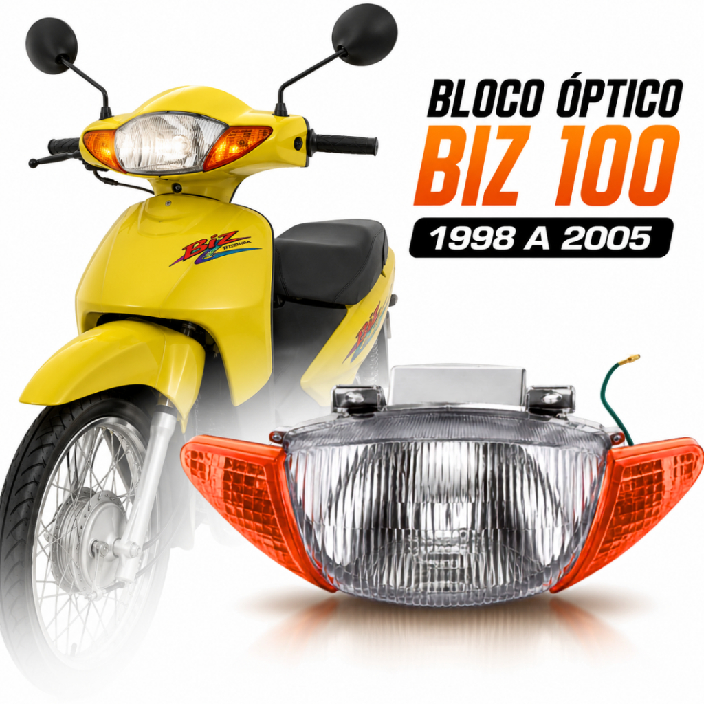 Bloco Óptico Farol Pisca Seta Dianteiro Amarelos Biz 100 1998 1999 2000 2001 2002 2003 2004 2005