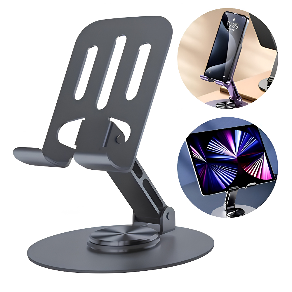 Suporte Ajustável 360° Dobrável de Mesa para Smartphone e Tablet