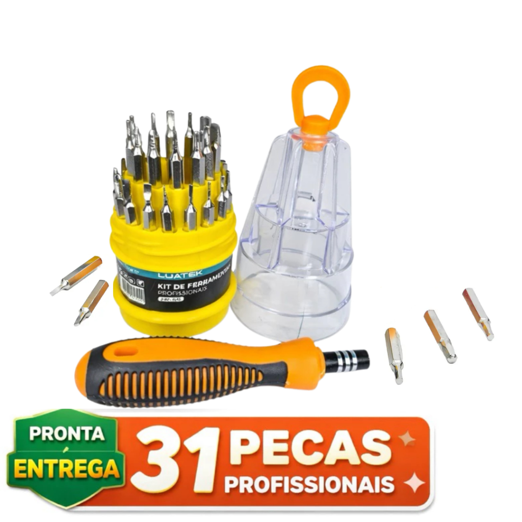 Kit Chave de Precisão Fenda Philips Alen Torx 31 Peças Reparo Celular Notebook Eletrônico