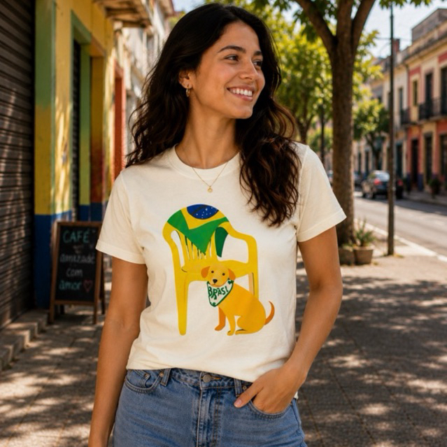 Camisa Unissex Várias Cores Brasil Caramelo Bandeira Do Brasil Copa Do Mundo