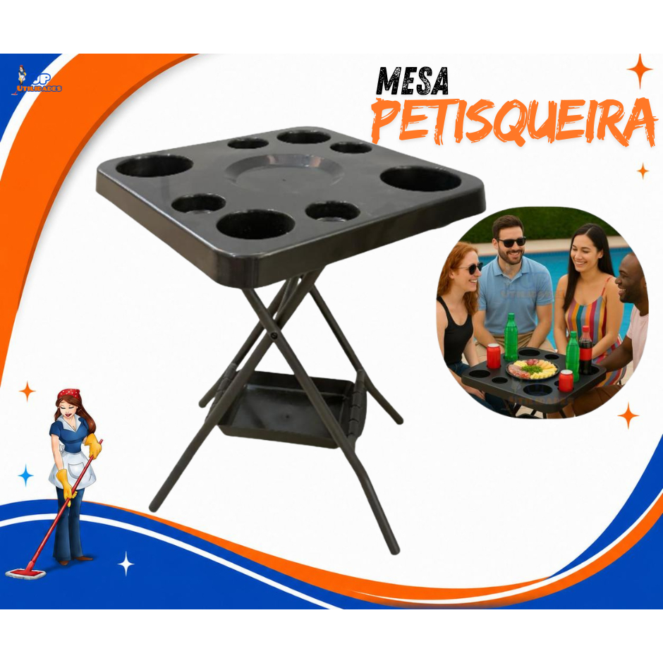 MESA PETISQUEIRA LAZER DOBRÁVEL E DESMONTÁVEL - PARA PISCINAS - PRAIA - LAZER