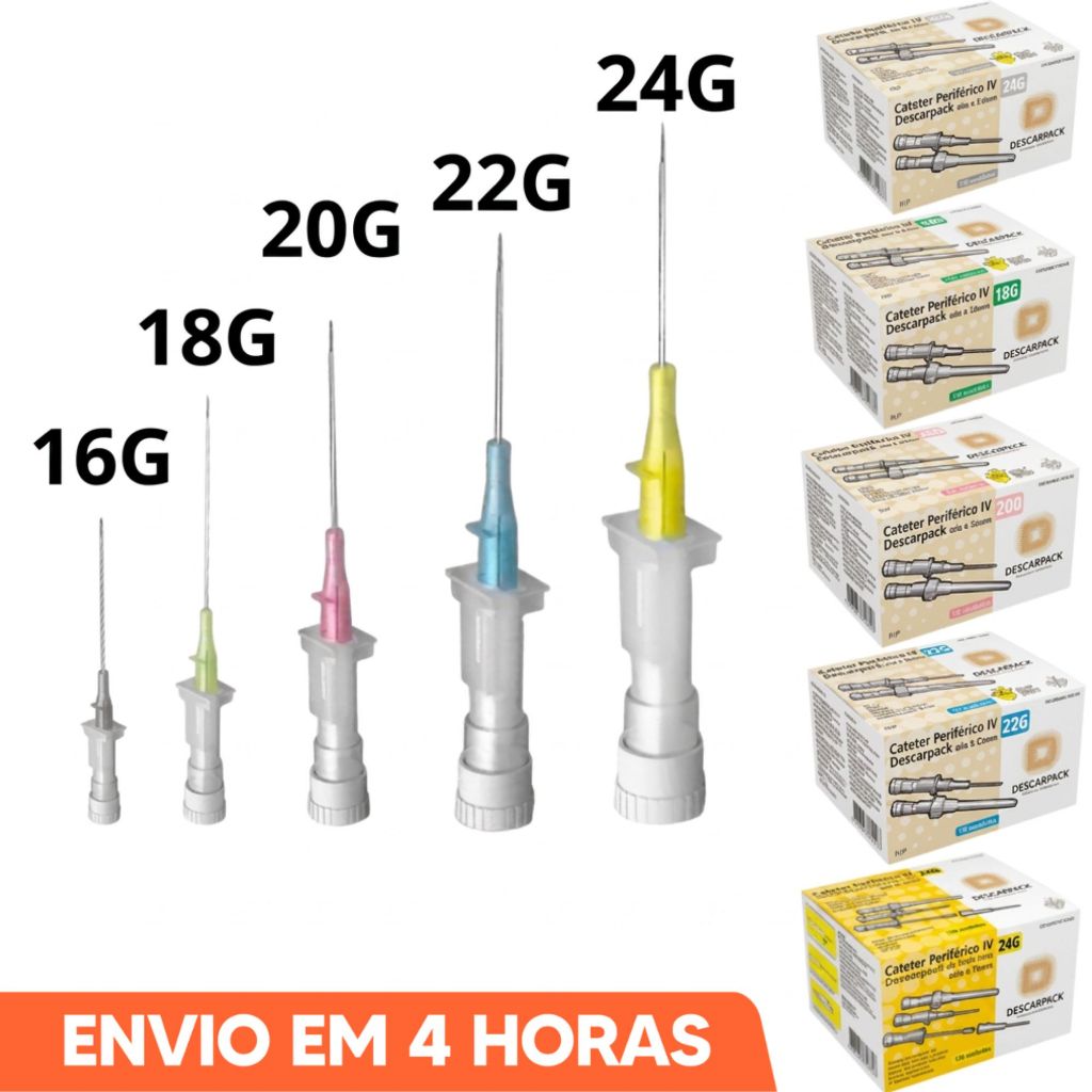 Cateter Periférico Intravenoso 100un Descartável Descarpack