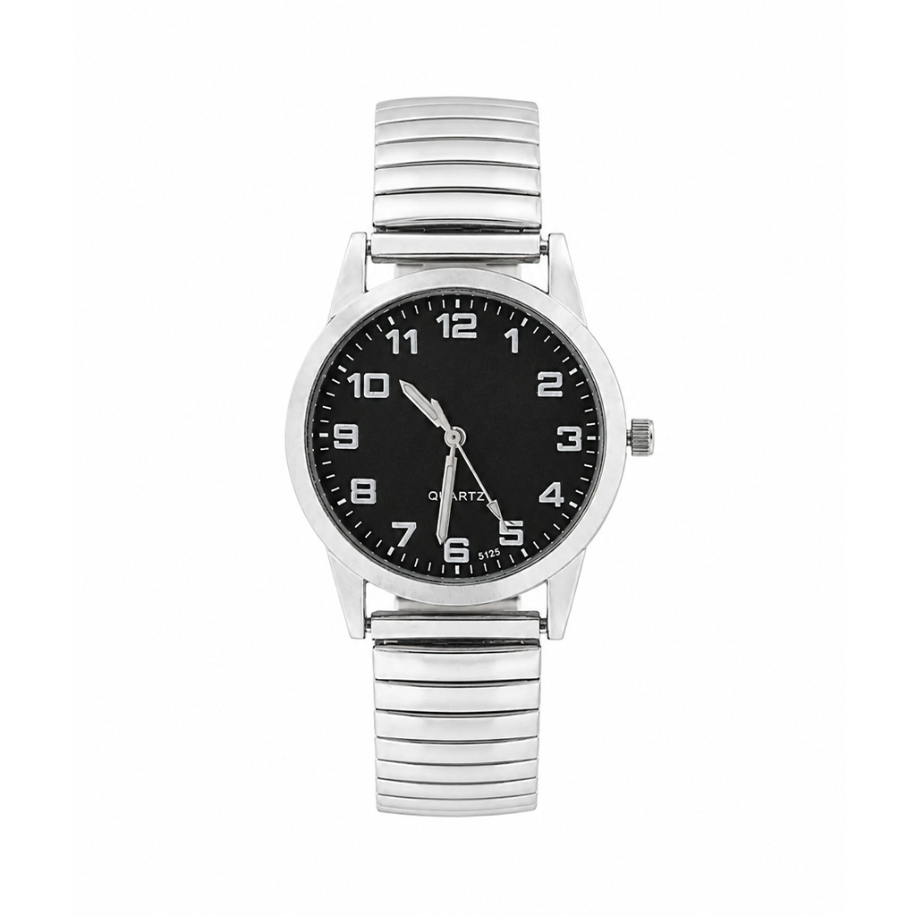 Relógio Feminino Dália Black SIlver 35mm Prata Masculino Elegante Tendencia Unissex