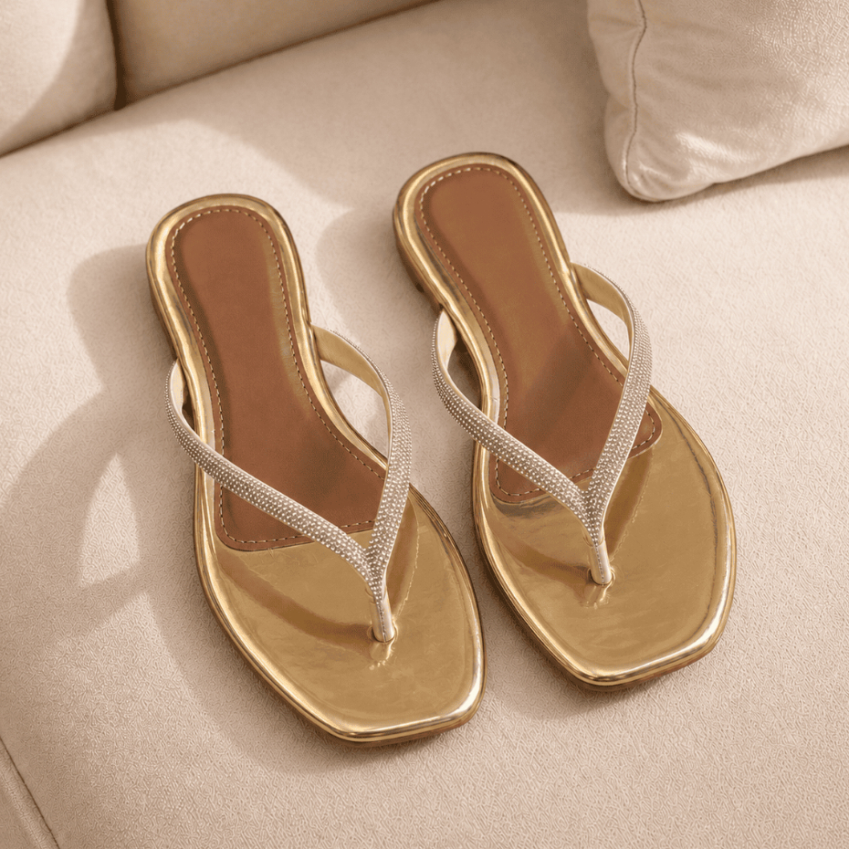 Rasteirinha Sandália Feminina Chinelo de Dedo Feminino Confortável Macio Casual Confortável Strass