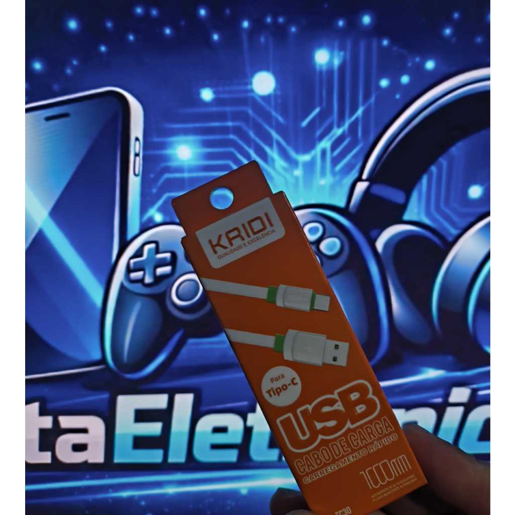 Cabo carregador USB KAIDI tipo C