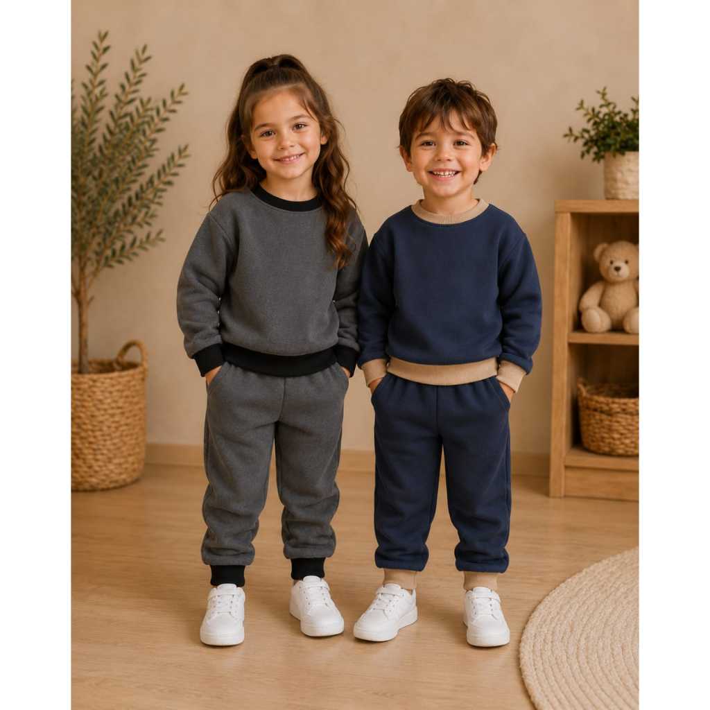 Conjunto Abrigo Infantil Flanelado Quentinho Menino e Menina Moletom Premium Roupa de Inverno